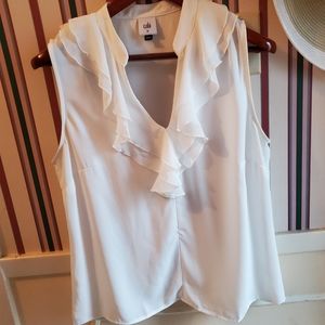 CABI white ruffle blouse